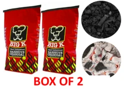 BOX OF 2 Big K BBQ Barbecue Lumpwood Charcoal 5KG