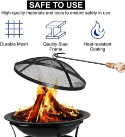 Large Steel Metal Fire Pit For Outdoor Garden Patio Heater Camping Bowl With Lid & Poker -MOW Camping Shop firepit4 1024x1024