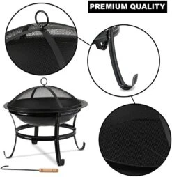 Large Steel Metal Fire Pit For Outdoor Garden Patio Heater Camping Bowl With Lid & Poker -MOW Camping Shop firepit6 1024x1024