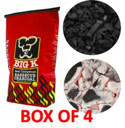 BOX OF 4 PACKS Of 5KG Big K BBQ Barbecue Lumpwood Charcoal